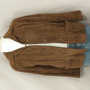 50s Vintage Suede Jacket Short w Zip In Lining Brown Authentic Leather SeeMeasur